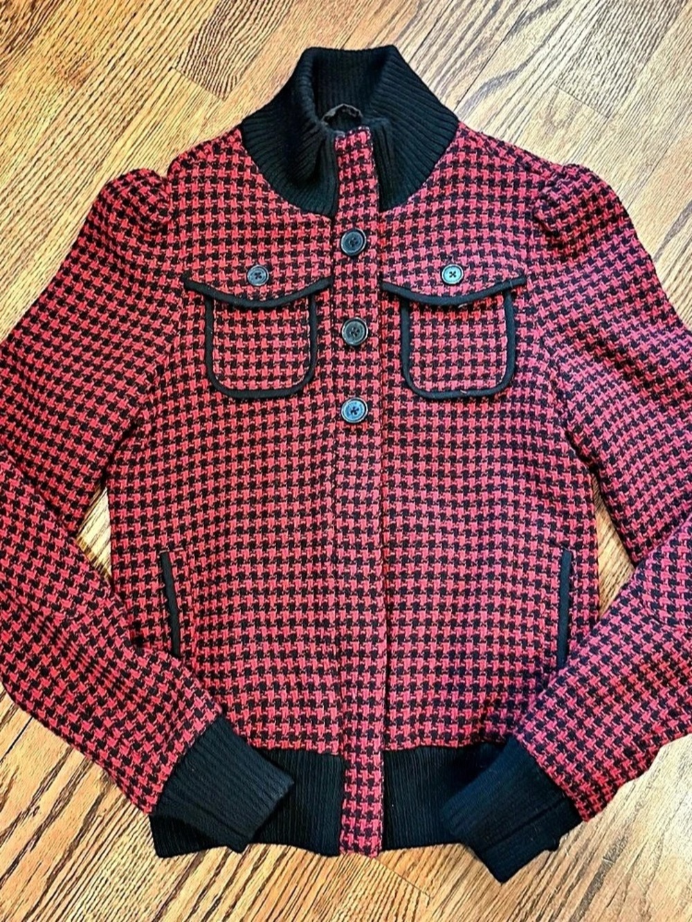 Billabong Houndstooth Jacket in Red & Black Size Small